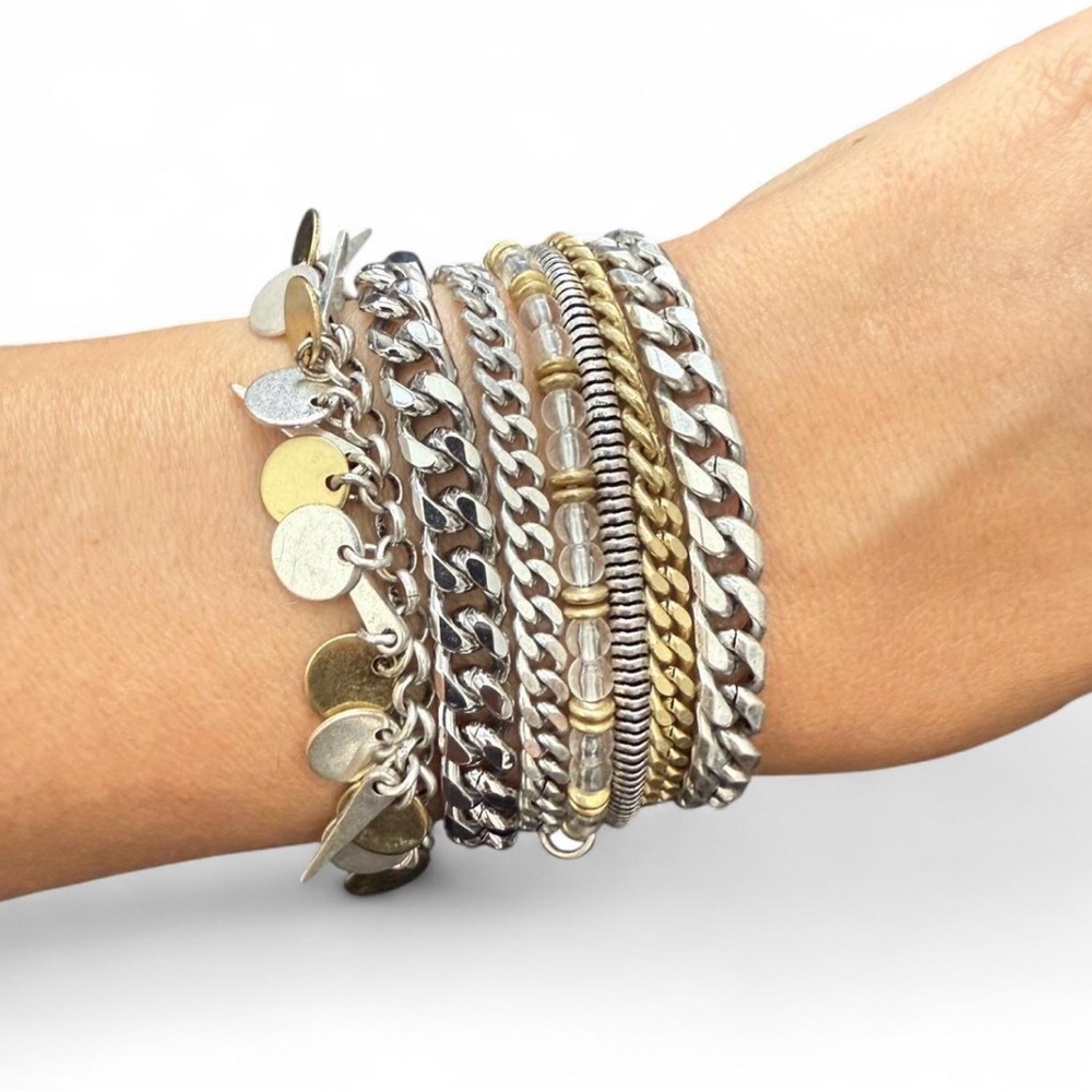 Jenny Bird Two-Tone Gold and Silver Multi-Chain Statement Bracelet